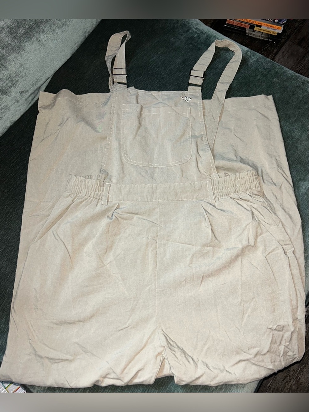 Lightweight Beige Overalls with Adjustable Straps